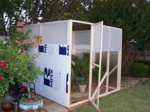 Greenhouse Door and Foam Board Applied